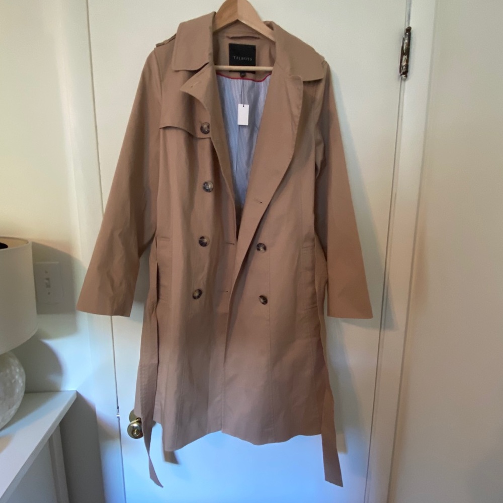 Women’s tan belted Talbots trench coat
